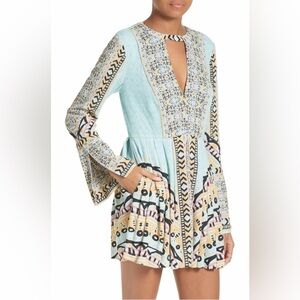 Free People Tegan Border Print Bell Sleeves Mini Dress Tunic (Preloved) MSRP$108